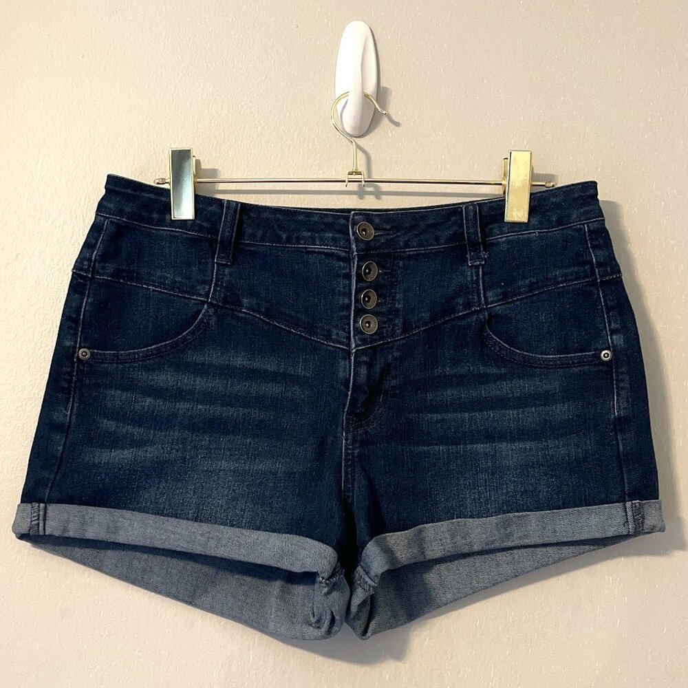 Black Heart High Rise Shorts with Button Fly